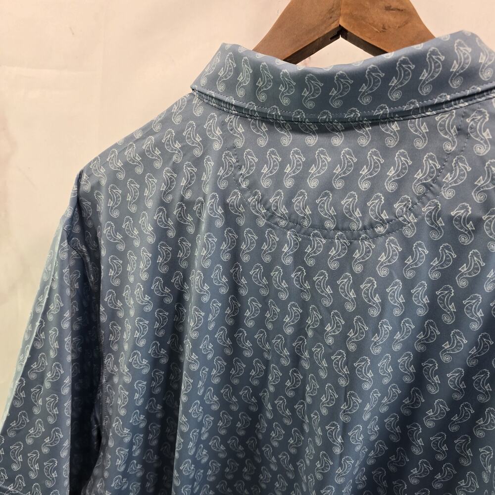Chubbies Shirt Mens XXL Blue Polo Seahorse Giddy Up Performance Active Golf - Picture 6 of 10